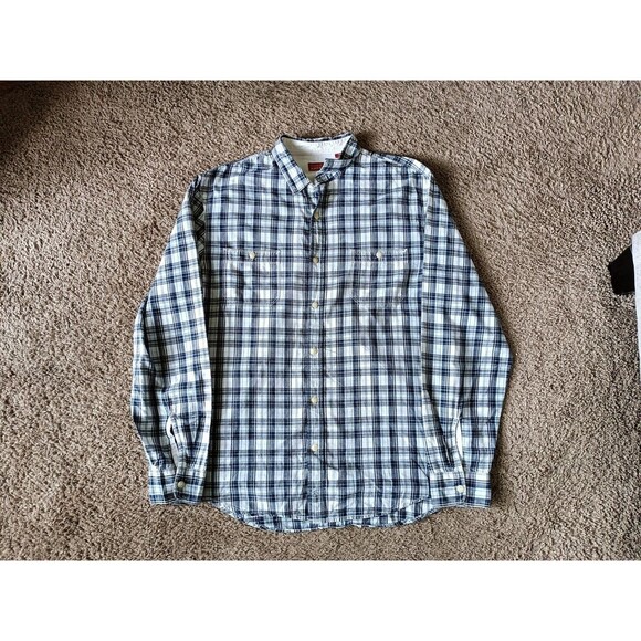 Perry Ellis Other - Perry Ellis Button Up Shirt Men's XL Pockets Plaid White Long Sleeve